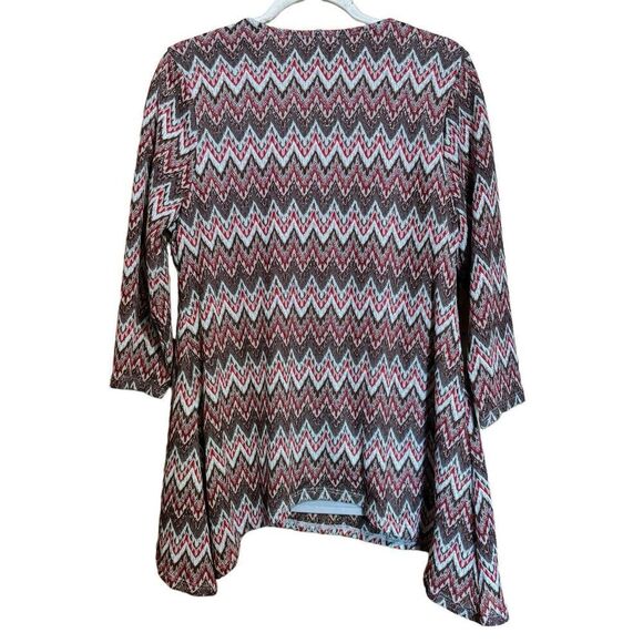 Cocomo Top Womens 1X Multicolor Chevron Print Shimmer Stretch Blouse Ladies - Picture 6 of 8